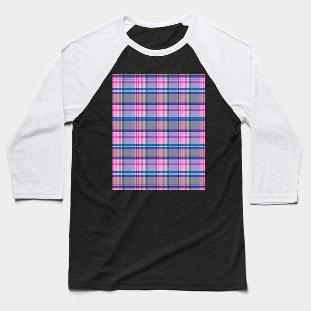 Pink and Purple Plaid Pattern Baseball T-Shirt by OpalEllery